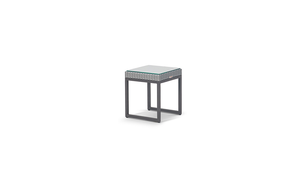 OHMM Outdoor Mantra Side Table With Clear Tempered Glass Top