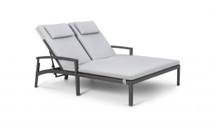 OHMM Outdoor Palm Sun Lounger Double With Cushion And Headrest
