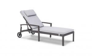 OHMM Outdoor Palm Sun Lounger Wheels With Cushion And Headrest