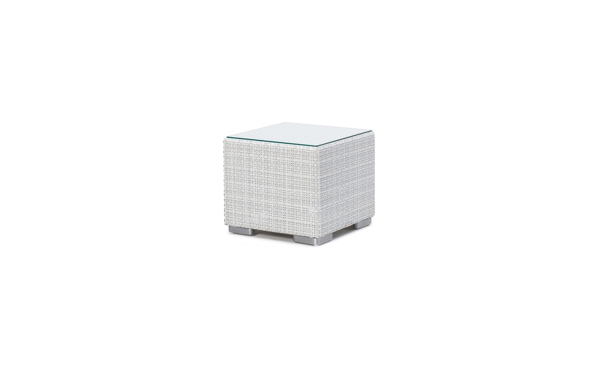 OHMM Outdoor Modulo Side Table With Clear Tempered Glass Top