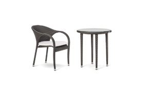 FIESTA BISTRO SET <br>2 CHAIRS & TABLE Ø70CM <br>INC CLEAR GLASS TOP