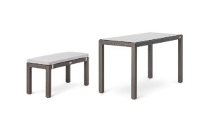 LINEAR DINING SET <br>1 BENCH & TABLE 125x60CM <br>INC CLEAR GLASS TOP