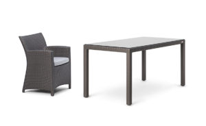 MAXIMUS DINING SET<br>6 CHAIRS & TABLE 180x100CM <br>INC CLEAR GLASS TOP