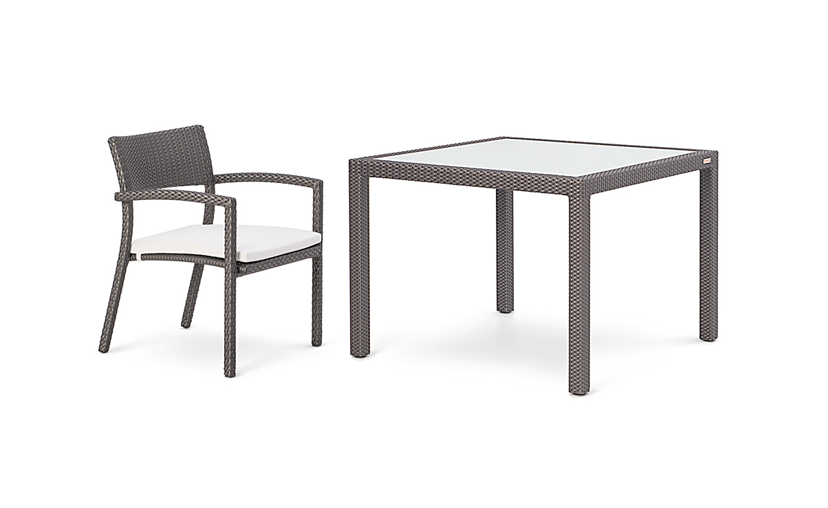 ZEN DINING SET <br>4 CHAIRS & TABLE 100x100CM <br>WITH GLASS INSERT