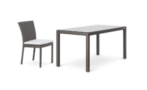 CLASSIC DINING SET <br>4 SIDE CHAIRS & TABLE  <br>160x80CM <br>INC CLEAR GLASS TOP