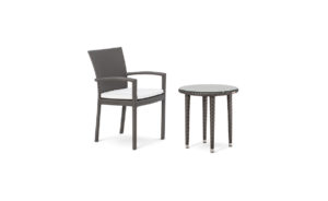 FIESTA SET <br>2 CLASSIC ARM CHAIRS & <br>SIDE TABLE Ø50CM <br>INC CLEAR GLASS TOP