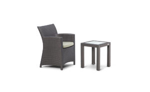 MAXIMUS SET <br>2 CHAIRS & SIDE TABLE 45x45CM <br>INC FROSTED GLASS INSERT