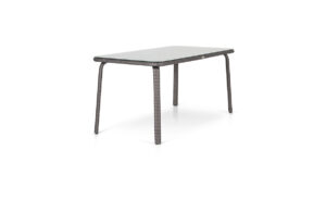 CALICO DINING TABLE 160X80X75HCM CHALK FIBRE WITH GLASS TOP